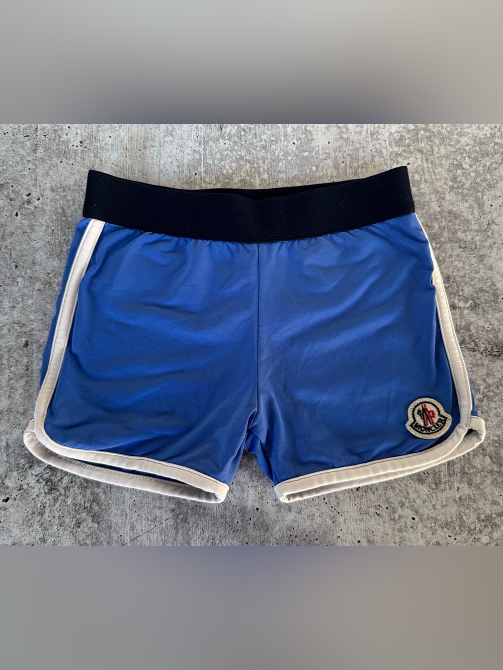 Moncler baby swim trunks Shorts Blue nylon with logo 18-24 Mo